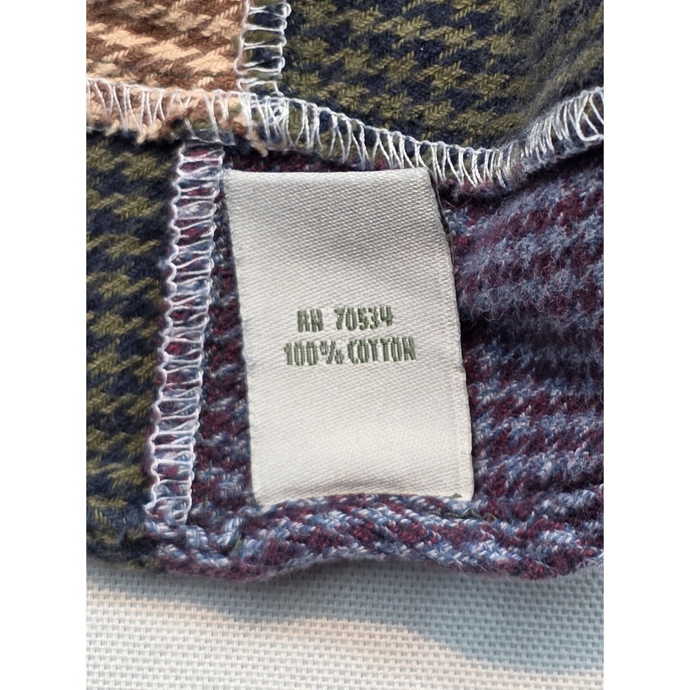 Orvis Men's L Patchwork Plaid Snap Shirt 100% Cotton Heavyweight Outdoor Flannel - Picture 11 of 13